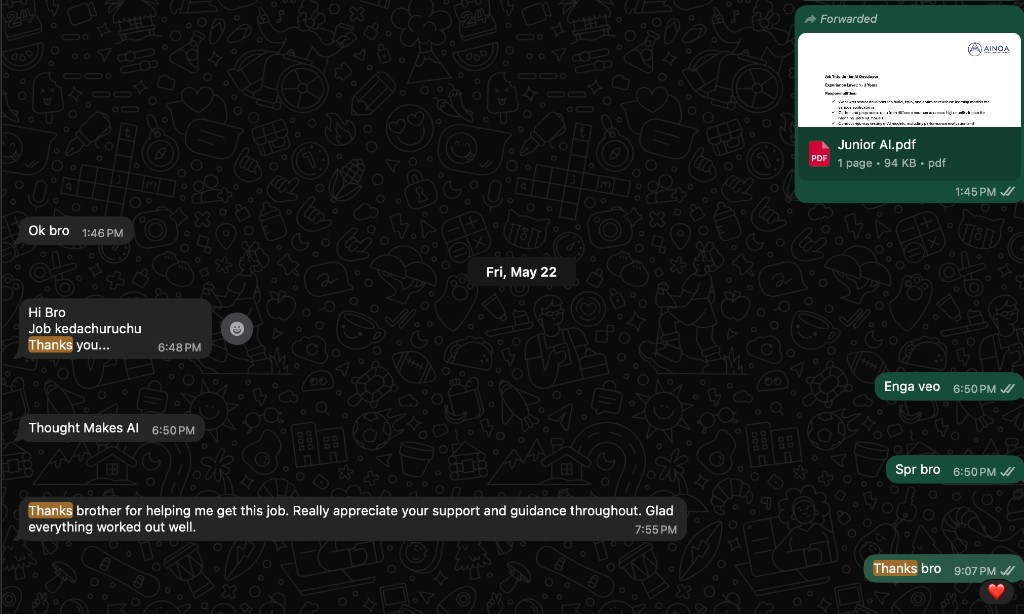 Placement proof — OneInfo Academy Student